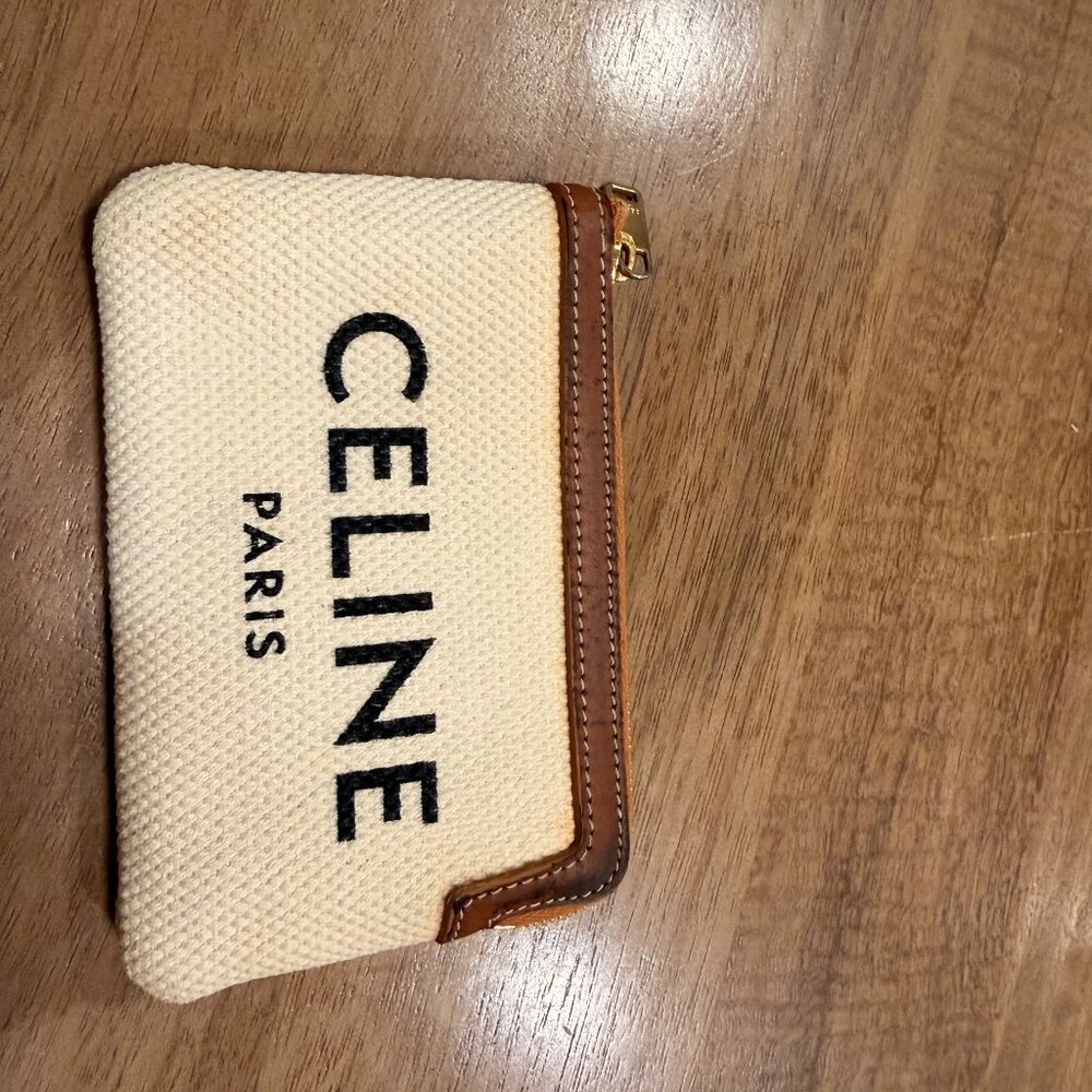 Celine Mini Pouch / Coin Purse – Canvas & Leather Trim